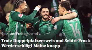 Werder schlägt Mainz zweimal in dieser Saison, was Bayern München nicht schaffte ...